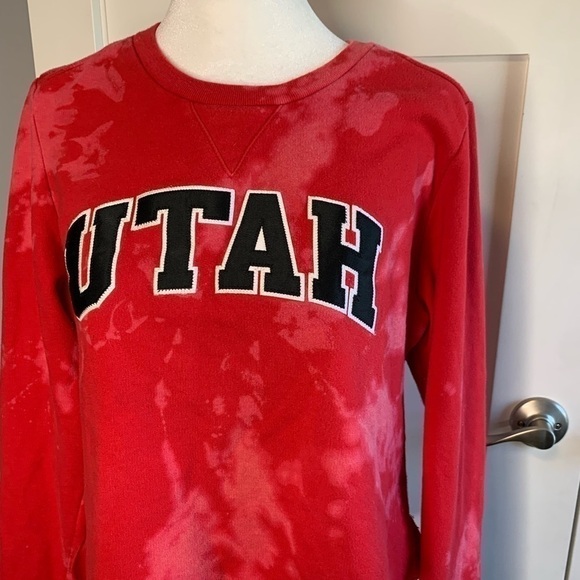 Champion Tie Dye Utah Cropped Sweatshirt Size Large - Picture 2 of 9
